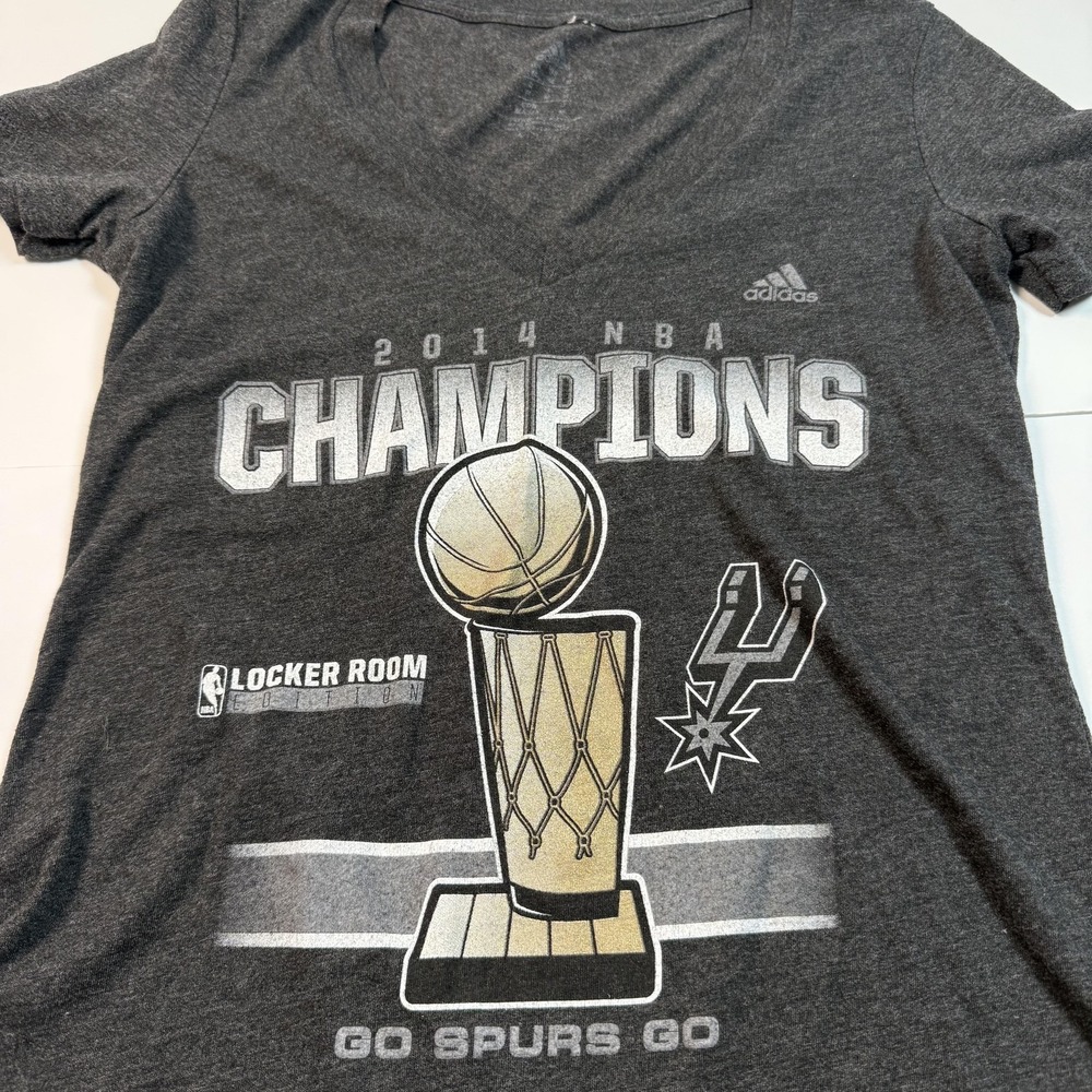 San Antonio Spurs Shirt Womens Medium NBA Basketball Tee 2014 Champions Adidas - Picture 2 of 6